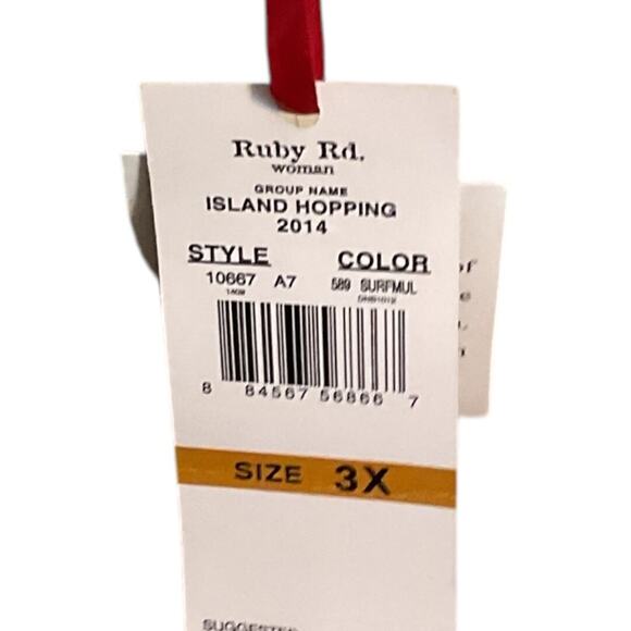 Ruby Rd Cardigan Women's SZ 3X Open Turquoise &White Fringe NWT Hem Long Sleeve - Picture 9 of 10